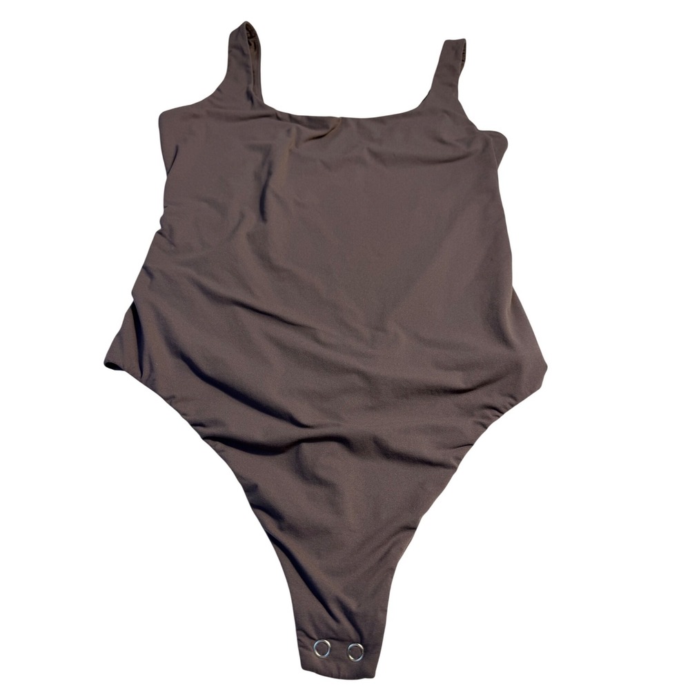 Auden Luxury Collection Mauve Square Neck Thong Bodysuit Womens Medium M